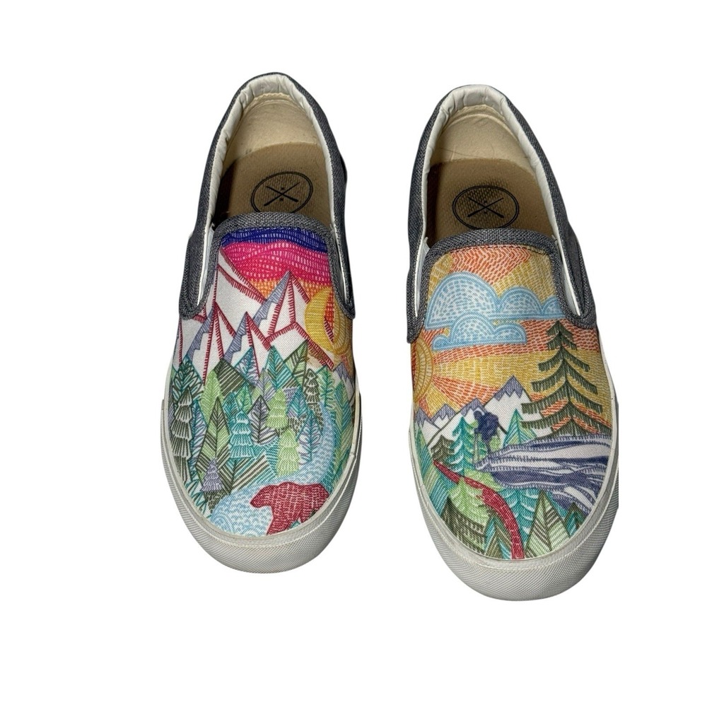 Innkas Trek Slip On Sneakers Canvas Mountain Outdoor Scene SZ 8 Wm 6 Men